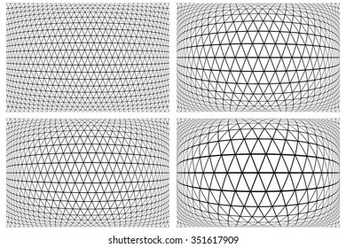  3D latticed patterns set. Geometric textures. Vector art.