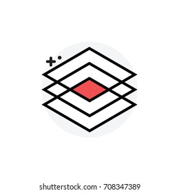 3D layer concept Isolated Line Vector Illustration editable Icon