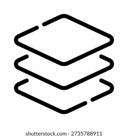 3D layer design icon symbolizing depth and organization.