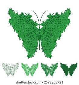 3d layered butterfly with floral style laser cutting design for t-shirt and mug, moth outline vector paper cutting, insect silhouette