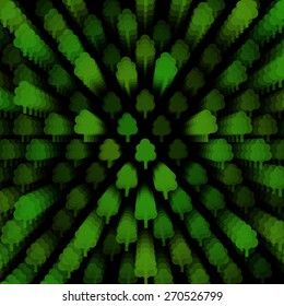 3d layered dark vector background with tree icon template. Abstract transparent background with perspective for poster, banner, web.