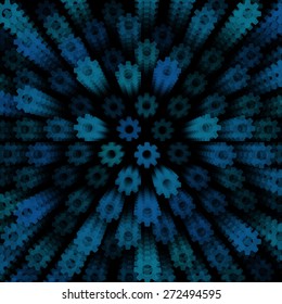 3d layered dark vector background with gear icon template. Abstract transparent background with perspective for poster, banner, web.