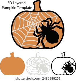 3D Layered Halloween Scary Pumpkin template for laser and paper cutting, Multilayer Pumpkin Art, Halloween scene