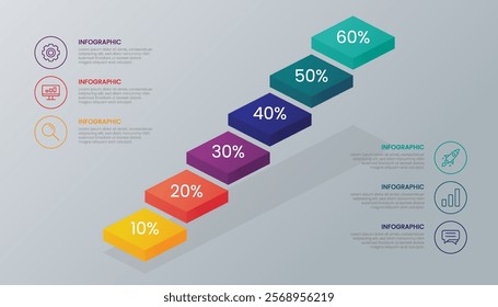 3D Layered Infographic Showing Percentage Status for Presentation