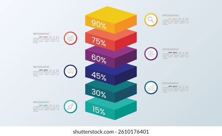 3D Layered Infographic Showing Percentage Status for Presentation
