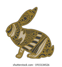 3D layered mandala bunny illustration svg