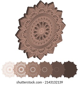 3d Layered Mandala. Eps10 Mandala Multilayer Cut File, six layers. Multilayer elements for paper cutting or machine cutting. svg