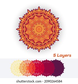 3d Layered Mandala SVG. Mandala Multilayer Cut File, Five layers. Multilayer elements for paper cutting or machine cutting– 3d SVG Flowers svg