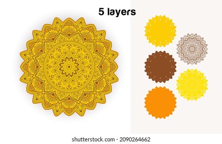 3d Layered Mandala SVG. Mandala Multilayer Cut File, Five layers. Multilayer elements for paper cutting or machine cutting– 3d SVG Flowers svg