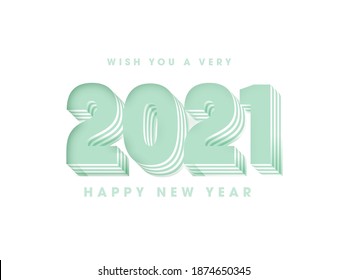 3D Layered Style 2021 Number on White Background for Happy New Year Celebration. Can be used as greeting card.