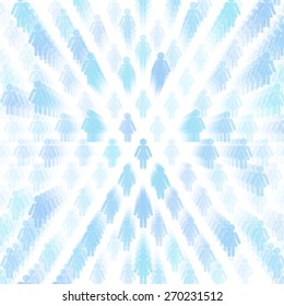 3d layered vector background with female icon template. Abstract transparent background with perspective for poster, banner, web.