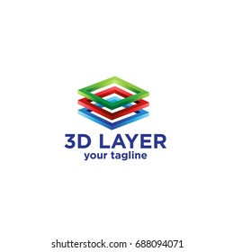 3D Layers Logo Template Design