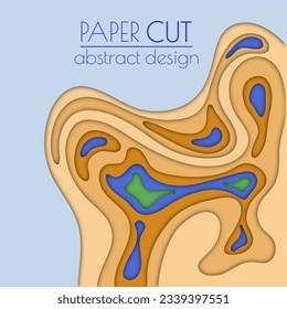 3d layout of the cover, banner, leaflet in the style of cut paper. Abstract smooth shapes create the effect of depth and space. Abstract background for creative design and creative idea
