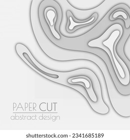 3D-Layout des Covers, Banner, Broschüre im Stil von geschnittenem Papier. Abstrakte, glatte Formen erzeugen den Effekt mehrschichtiger Höhenlagen. Abstrakter Hintergrund für kreatives Design und kreative Idee