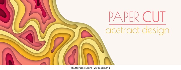 3d layout of the cover, banner, leaflet in the style of cut paper. Abstract smooth shapes create the effect of depth and space. Abstract background for creative design and creative idea