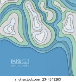 3d layout of the cover, banner, leaflet in the style of cut paper. Abstract smooth shapes create the effect of multi-layered elevation. Abstract background for creative design and creative idea