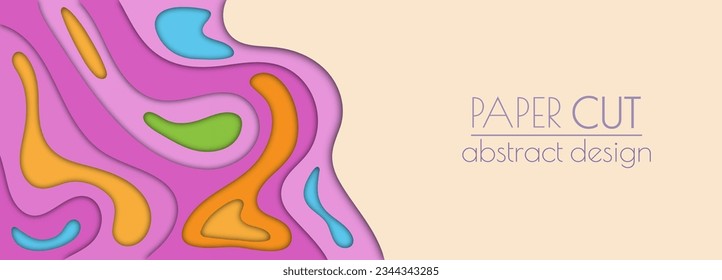 3d layout of the cover, banner, leaflet in the style of cut paper. Abstract smooth shapes create the effect of depth and space. Abstract background for creative design and creative idea

