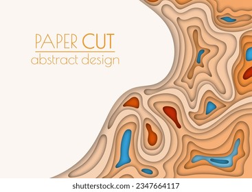 3d layout of the cover, banner, leaflet in the style of cut paper. Abstract smooth shapes create the effect of depth and space. Abstract background for creative design and creative idea