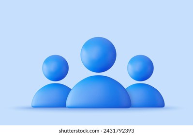 3d leadership Bunch of people user social network icon. 3d rendering. Vector illustration