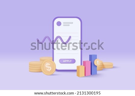 3d Leadership for successful investing. Excellent business graph on mobile phone. financial investing concept in 3D vector render on white background. 3d goal for business, bank, financial, investment