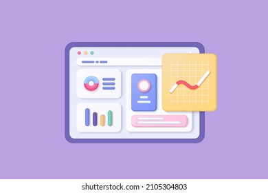 3d leadership for successful new idea icon. Excellent business graph on mobile. under creative concept in 3D icon concept vector render on purple background. 3d online for business concept, investment