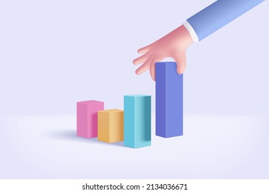 3d leadership for successful new idea. Excellent business graph on background. investment creative solution in hand holding graph concept. 3D vector finance render on white background