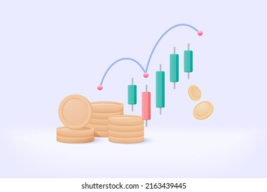 3d leadership for successful new idea. Excellent investing business graph on background. investment creative solution with money coin and graph concept. 3D vector finance render on white background