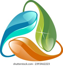 3D leaf circle abstract business logo