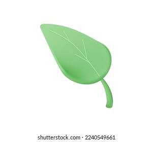 Icono de hoja 3D. Hoja de planta arbórea. Concepto de ecología, biografía y productos naturales. Icono vectorial 3d aislado en blanco. Estilo mínimo de la caricatura