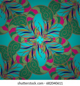 3d leaves, seamless. Vector illustration. On colored background.