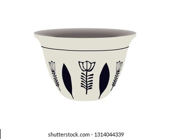 3D Lebanese, Turkish Coffee Cup Black & White - Illustration Icon Isolated 