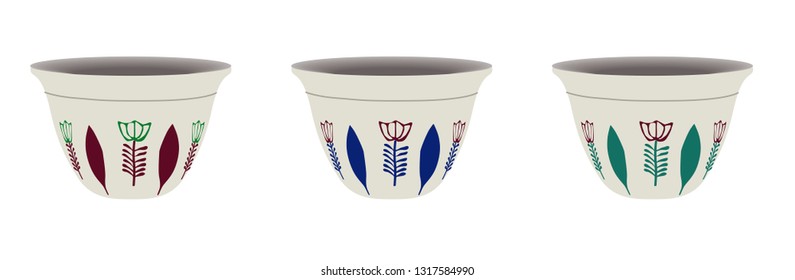 3D Lebanese, Turkish Coffee Cup Set - Illustration Icon Isolated 