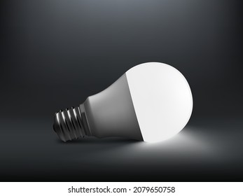 Bombilla 3D LED Con Sombra En El Suelo. Vector EPS10