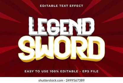 3d Leyenda Espada gradiente brillo estilo de texto efecto Plantilla editable efecto de texto