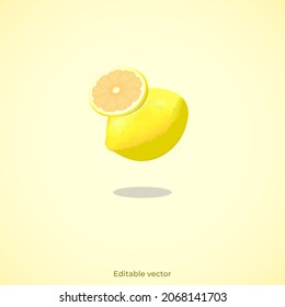 3d lemon slice icon, realistic lemon slice