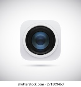 3d lens photo camera app icon. Vector illustration isolated on soft background