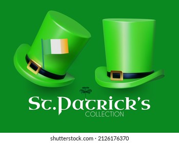 3D leprechaun hat set with Irish flag. St.'Patrick's Day collection.