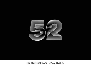 Letra 3D 52 diseño fondo oscuro, diseño espiral 52, diseño de ilusión tecnológica 