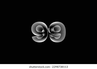 3D letter 99 design dark background, 99 spiral design, 3D spiral illusion design