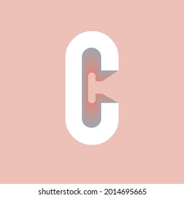 3D letter C. Graphic design style. Letter logo. graphic emblem for book design, brand name, business card, Restaurant, art, Hotel. Vector illustration pink background