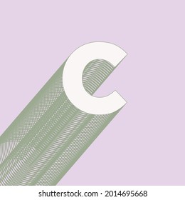 3D letter C. Graphic design style. Letter logo. graphic emblem for book design, brand name, business card, Restaurant, art, Hotel. Vector illustration typography purple background