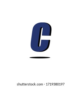 3D Letter C Logo, Blue. 