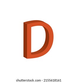 3D LETTER D SIMPLE CLIP ART VECTOR ILLUSTRATION