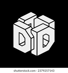3D letter D vector on black background.