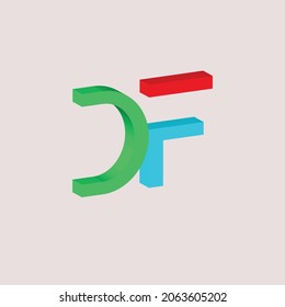 3d letter DF logo design