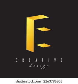 3D Letter E golden color logo icon design template elements octagon