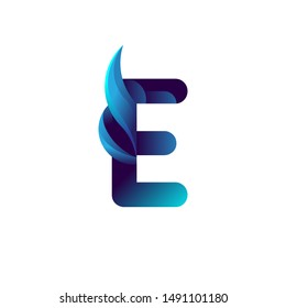3D Letter E Logo with ocean illustration in vector