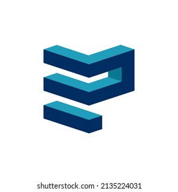 3d Letter E P Isometric Vector Design