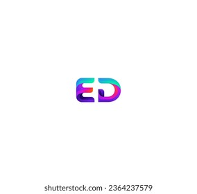 3D Letter ED, DE logo design template elements. Modern abstract digital alphabet letter logo.