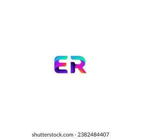 3D Letter ER, RE logo design template elements. Modern abstract digital alphabet letter logo.